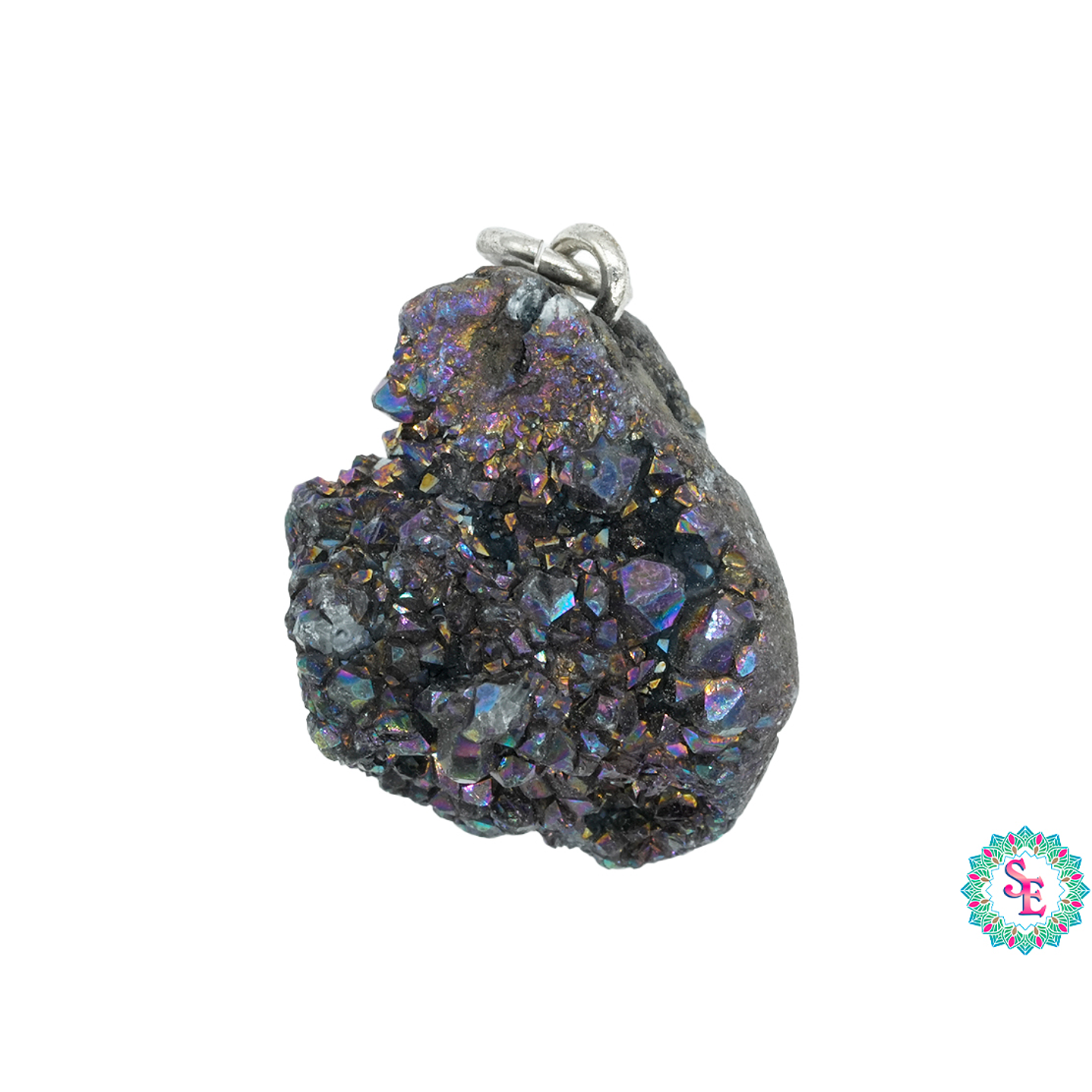 IMITACIÓN DRUSA DIJE COLOR NEGRO ARGOLLA PLATEADA 1