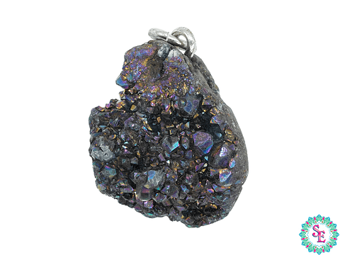 IMITACIÓN DRUSA DIJE COLOR NEGRO ARGOLLA PLATEADA