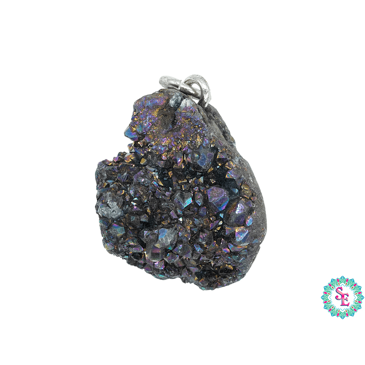 IMITACIÓN DRUSA DIJE COLOR NEGRO ARGOLLA PLATEADA 1