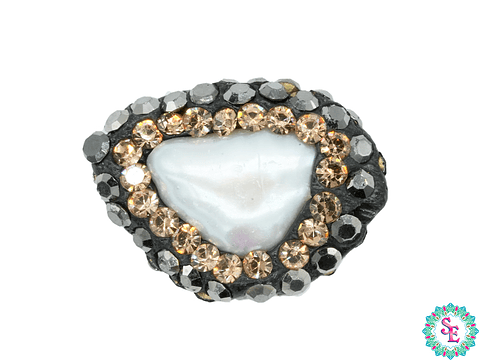 DIJE SEPARADOR CIRCON DORADO PLANO  PERLA DE RIO 16MM