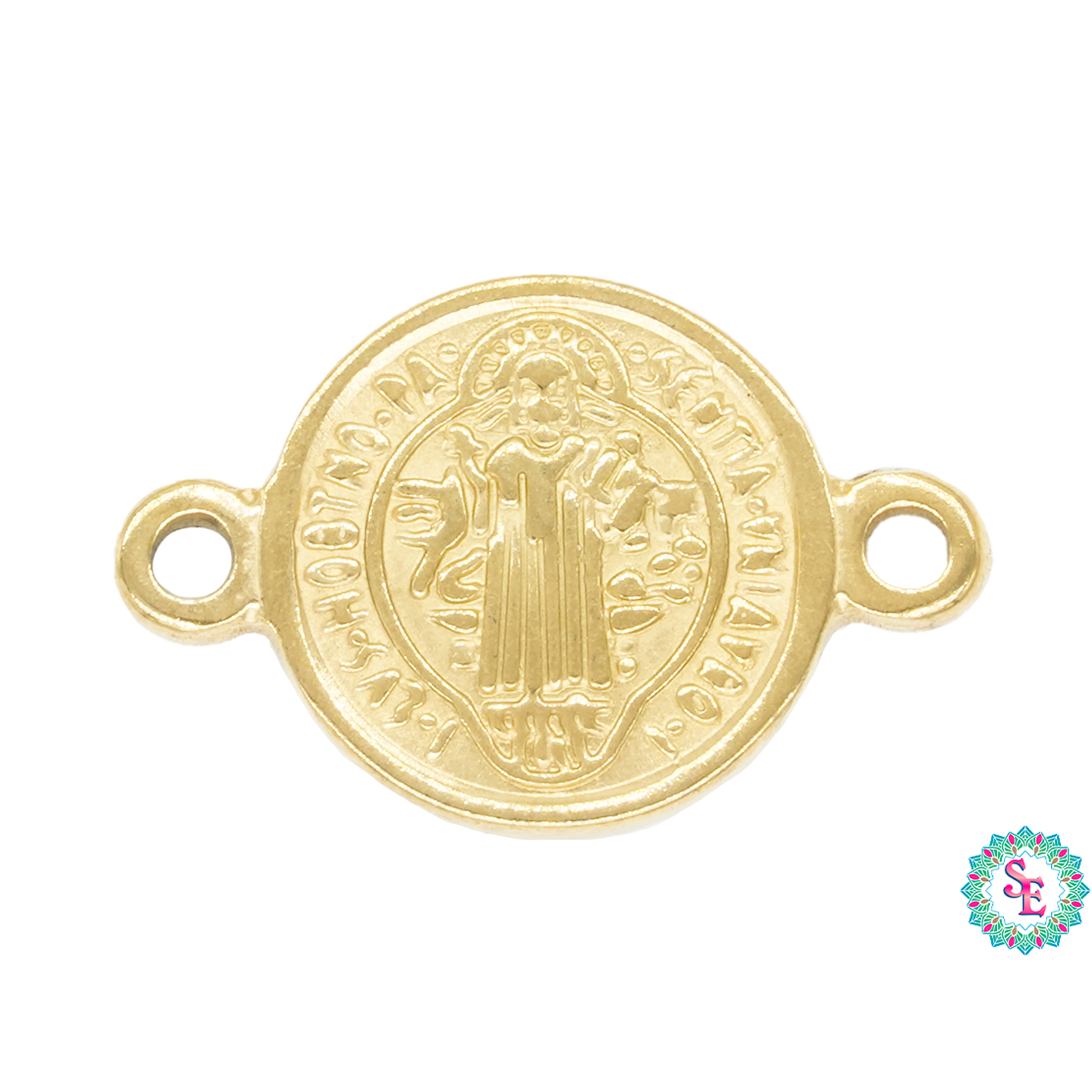 ACERO DORADO SEPARADOR MEDALLA SAN BENITO 10MM  1