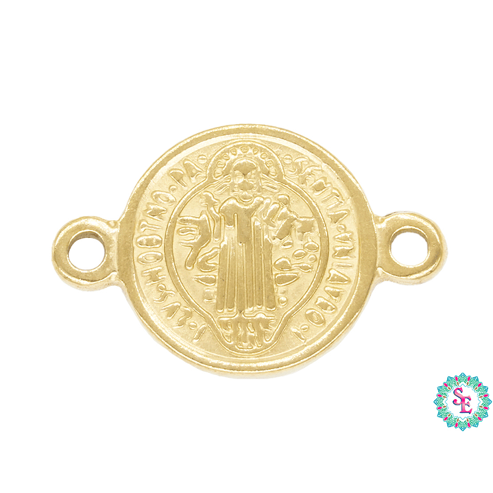 ACERO DORADO SEPARADOR MEDALLA SAN BENITO 10MM  1