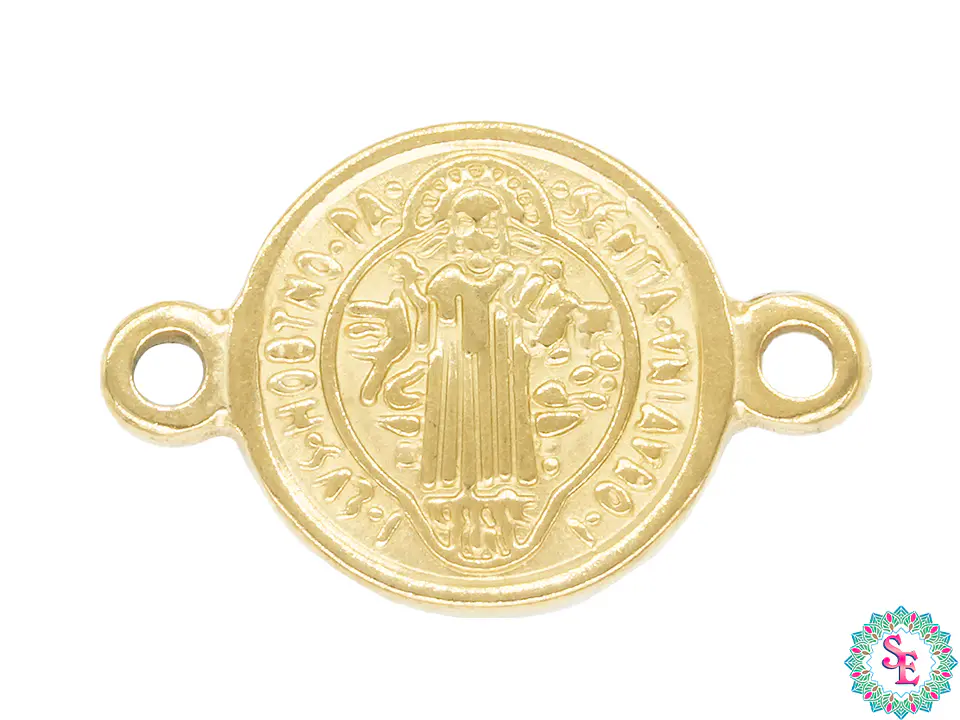 ACERO DORADO SEPARADOR MEDALLA SAN BENITO 10MM  1
