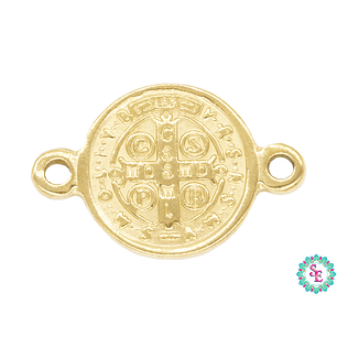 ACERO DORADO SEPARADOR MEDALLA SAN BENITO 10MM 