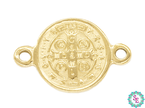 ACERO DORADO SEPARADOR MEDALLA SAN BENITO 10MM 