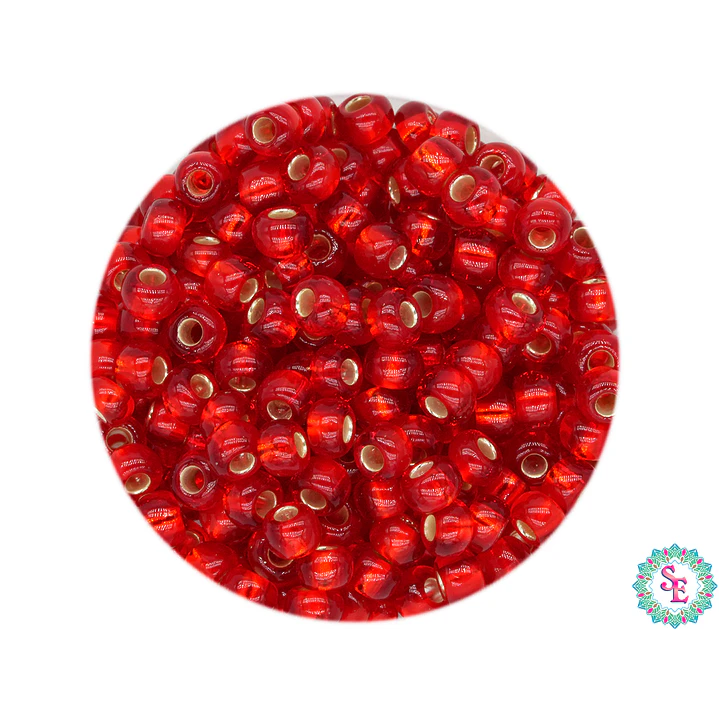 CHAQUIRA CHECA 8/0 (3MM) ROJO BRILLANTE  X 20 GRAMOS (792 UND APROX) 1
