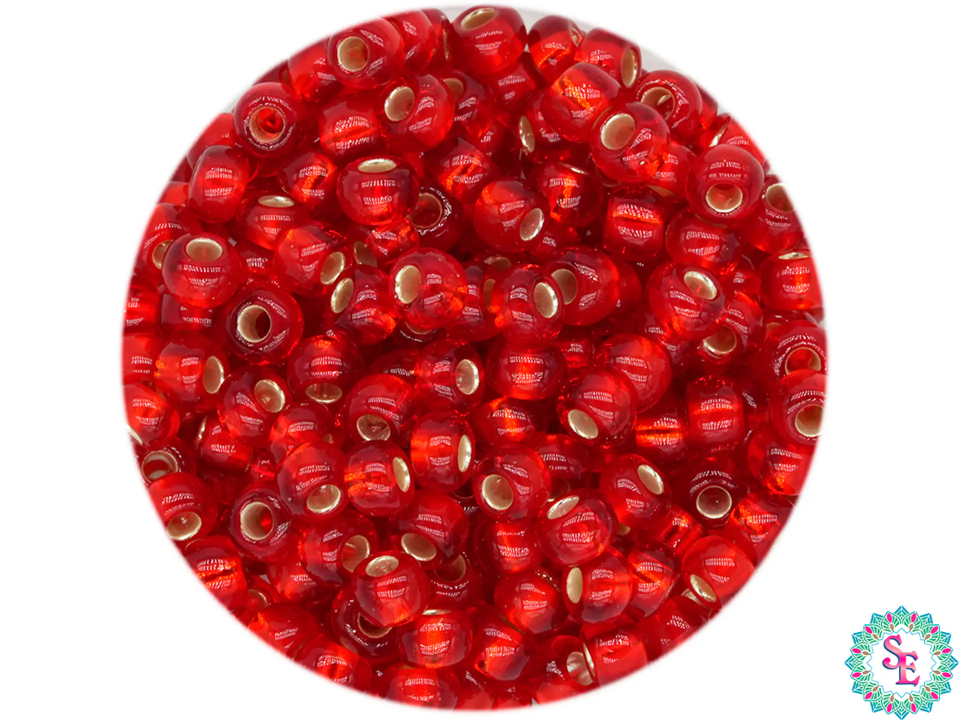 CHAQUIRA CHECA 8/0 (3MM) ROJO BRILLANTE  X 20 GRAMOS (792 UND APROX) 1