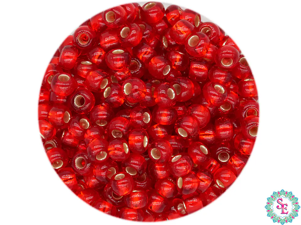 CHAQUIRA CHECA 8/0 (3MM) ROJO BRILLANTE  X 20 GRAMOS (792 UND APROX) 1