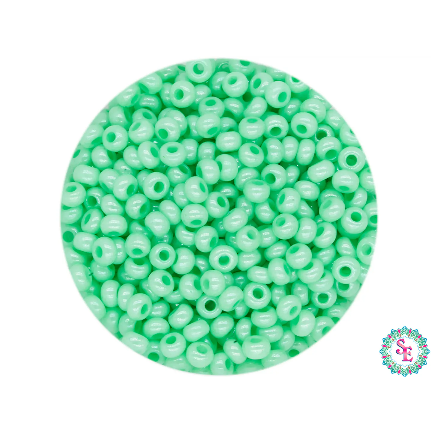 CHAQUIRA CHECA 10/0 VERDE PASTEL PERLADO X 20 GRAMOS (2020 UND APROX) 1