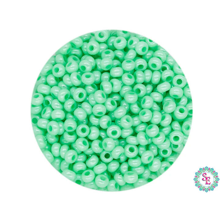 CHAQUIRA CHECA 10/0 VERDE PASTEL PERLADO X 20 GRAMOS (2020 UND APROX) 1