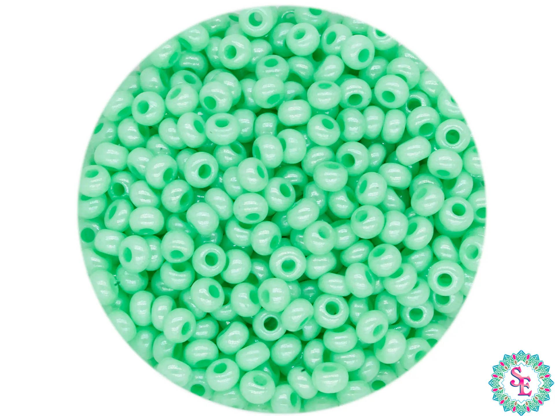 CHAQUIRA CHECA 10/0 VERDE PASTEL PERLADO X 20 GRAMOS (2020 UND APROX) 1