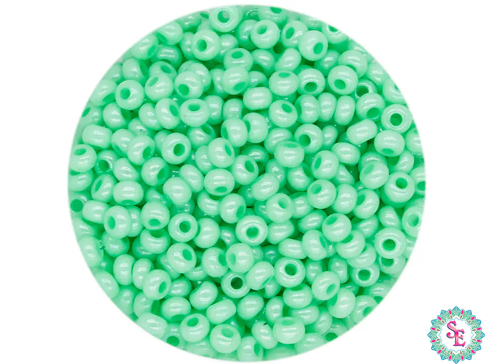 CHAQUIRA CHECA 10/0 VERDE PASTEL PERLADO X 20 GRAMOS (2020 UND APROX) 1