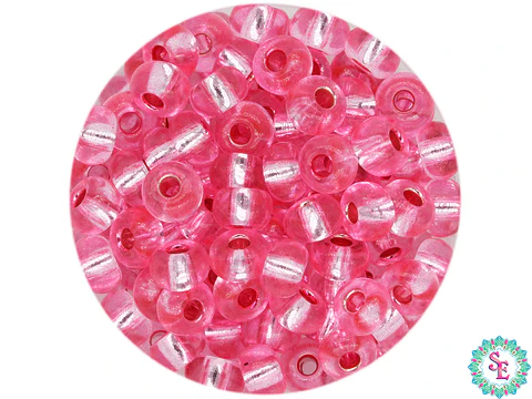 CHAQUIRA CHECA 6/0 ROSADO BRILLANTE X-20 GRAMOS ( 296 UNIDADES APROX )