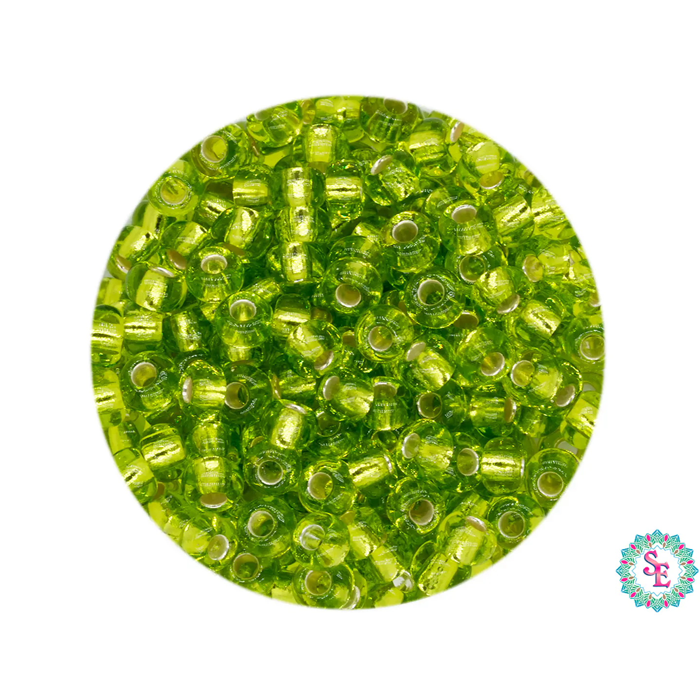CHAQUIRA CHECA 8/0 VERDE LIMON BRILLANTE  X 20 GRAMOS ( 792 UNIDADES APROX ) 1