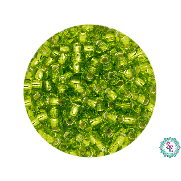 CHAQUIRA CHECA 8/0 VERDE LIMON BRILLANTE  X 20 GRAMOS ( 792 UNIDADES APROX )