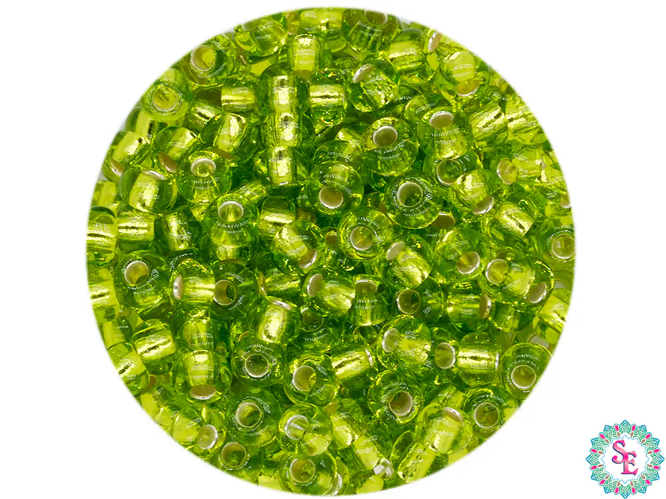 CHAQUIRA CHECA 8/0 VERDE LIMON BRILLANTE  X 20 GRAMOS ( 792 UNIDADES APROX ) 1