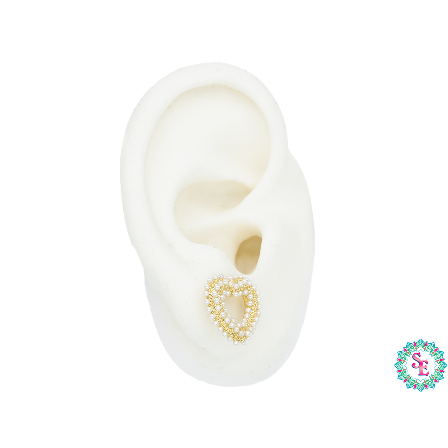 RODIO TERMINADO DORADO TOPO 82  CORAZON BORDE PERLAS 14MM 1