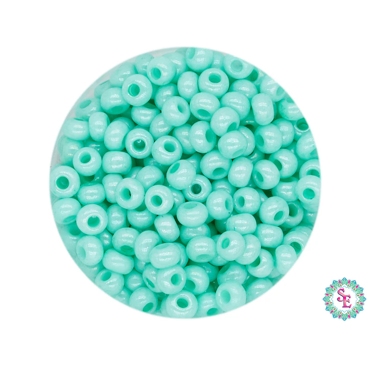 CHAQUIRA CHECA 8/0 VERDE PASTEL PERLADO PAQUETE X 20 GRAMOS  ( 792 UNIDADES APROX ) 1
