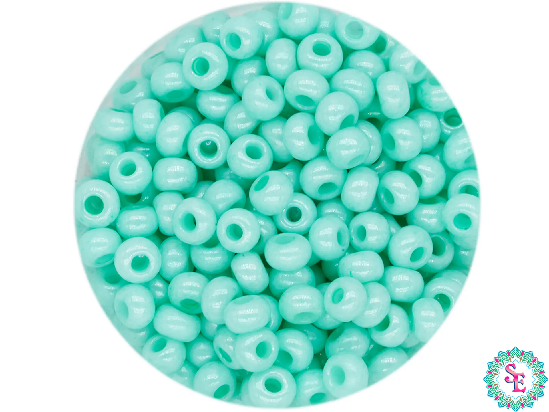 CHAQUIRA CHECA 8/0 VERDE PASTEL PERLADO PAQUETE X 20 GRAMOS  ( 792 UNIDADES APROX ) 1