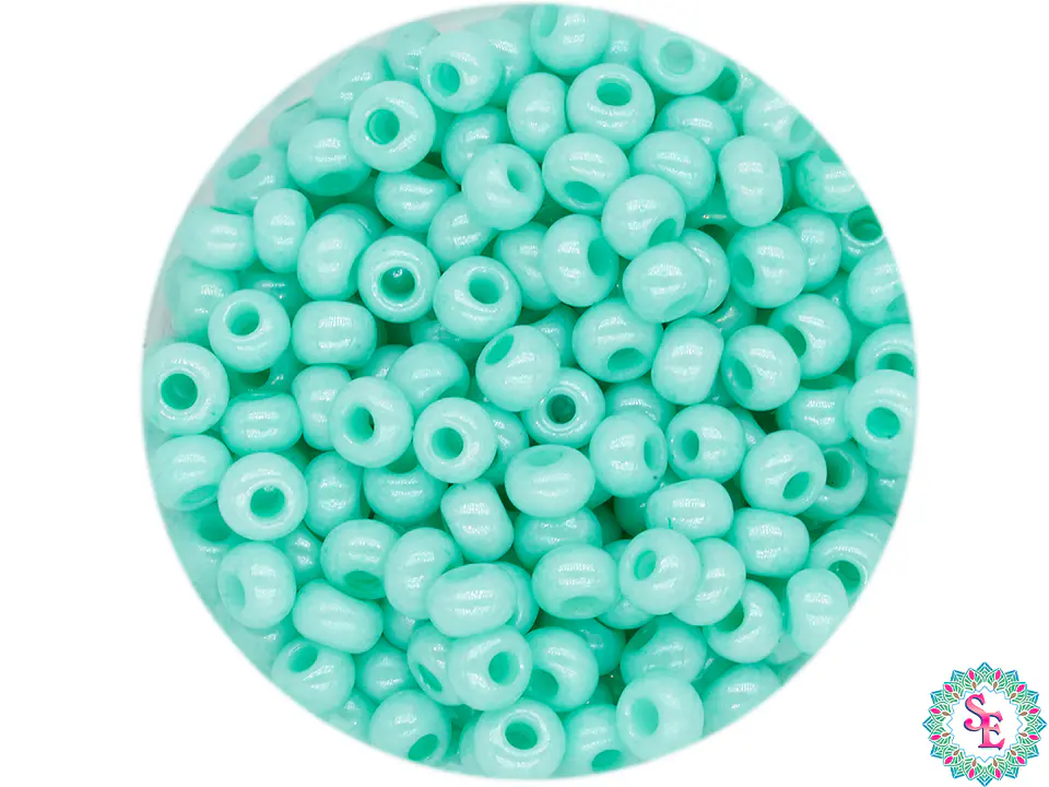 CHAQUIRA CHECA 8/0 VERDE PASTEL PERLADO PAQUETE X 20 GRAMOS  ( 792 UNIDADES APROX ) 1