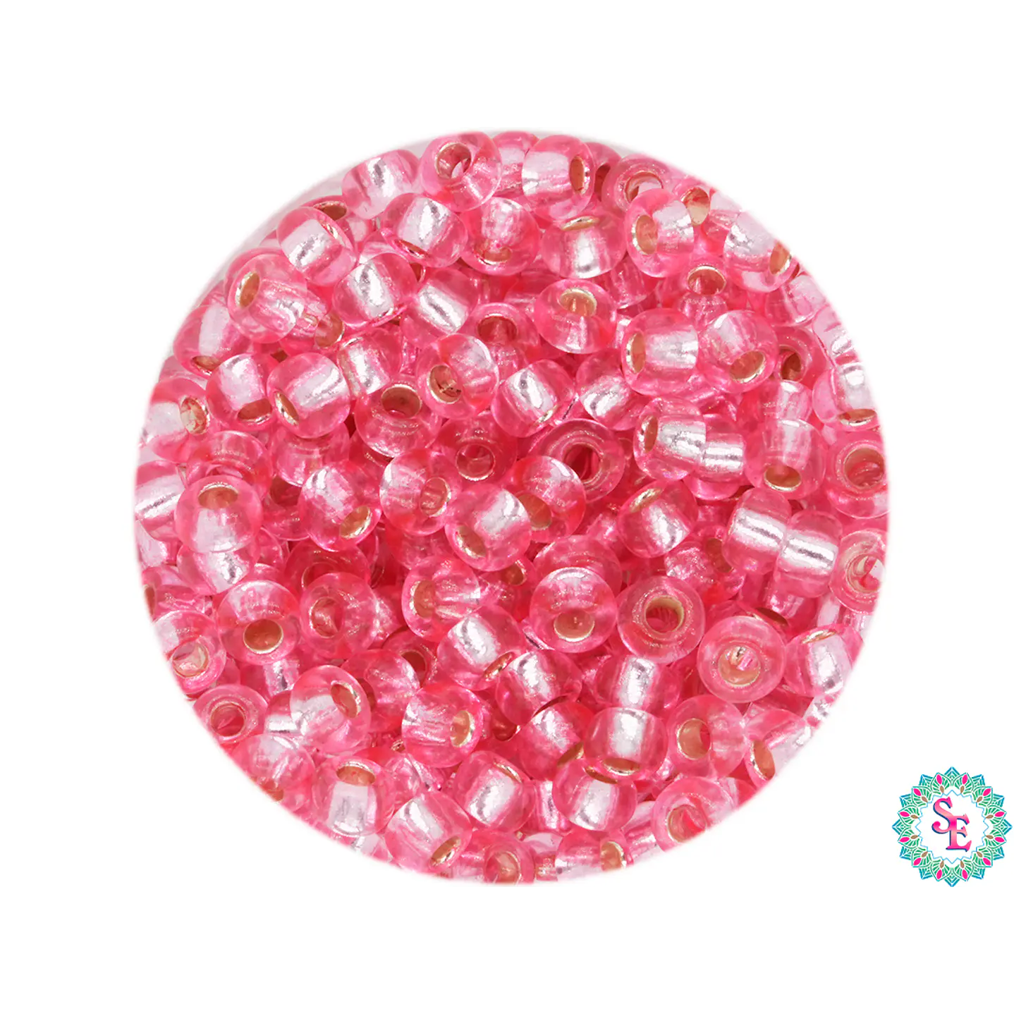 CHAQUIRA CHECA 8/0 ROSADO BRILLANTE X 20 GRAMOS  ( 792 UNIDADES APROX) 1