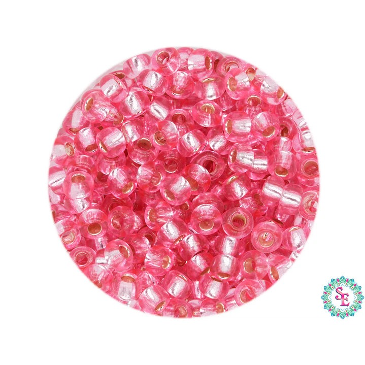 CHAQUIRA CHECA 8/0 ROSADO BRILLANTE X 20 GRAMOS  ( 792 UNIDADES APROX) 1