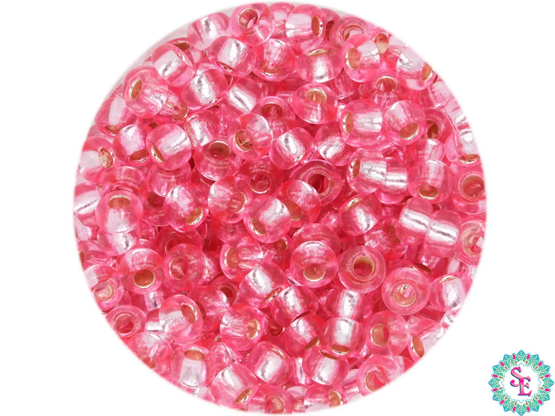CHAQUIRA CHECA 8/0 ROSADO BRILLANTE X 20 GRAMOS  ( 792 UNIDADES APROX) 1