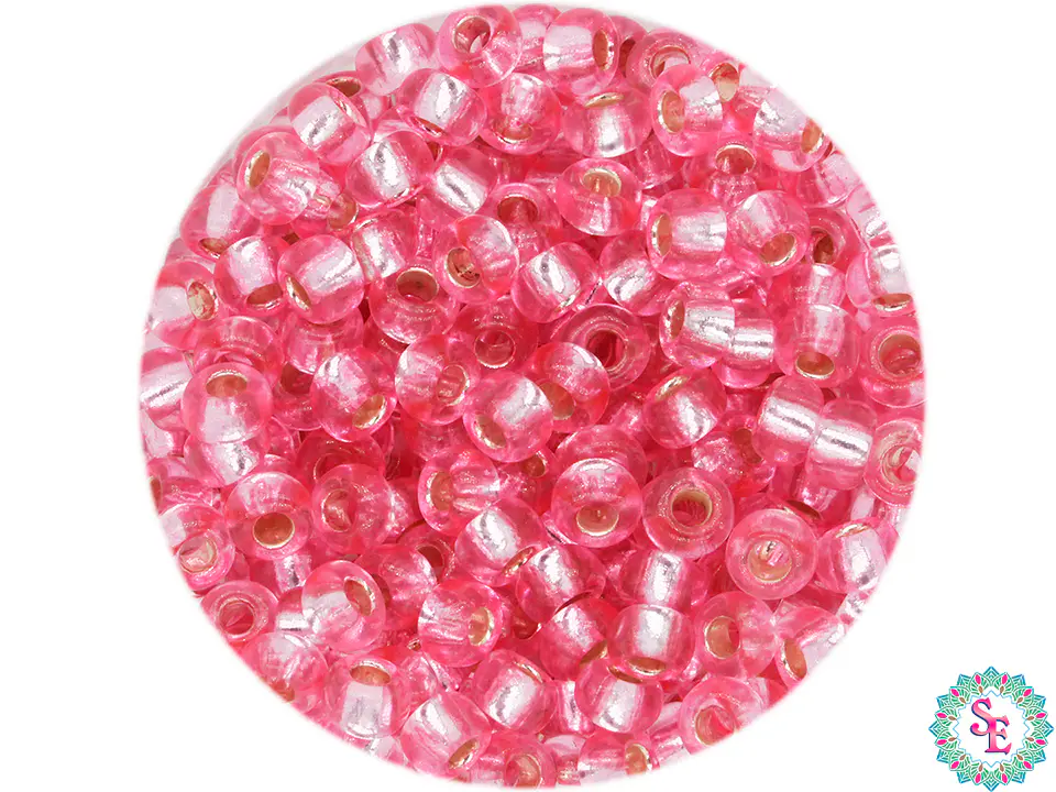 CHAQUIRA CHECA 8/0 ROSADO BRILLANTE X 20 GRAMOS  ( 792 UNIDADES APROX) 1