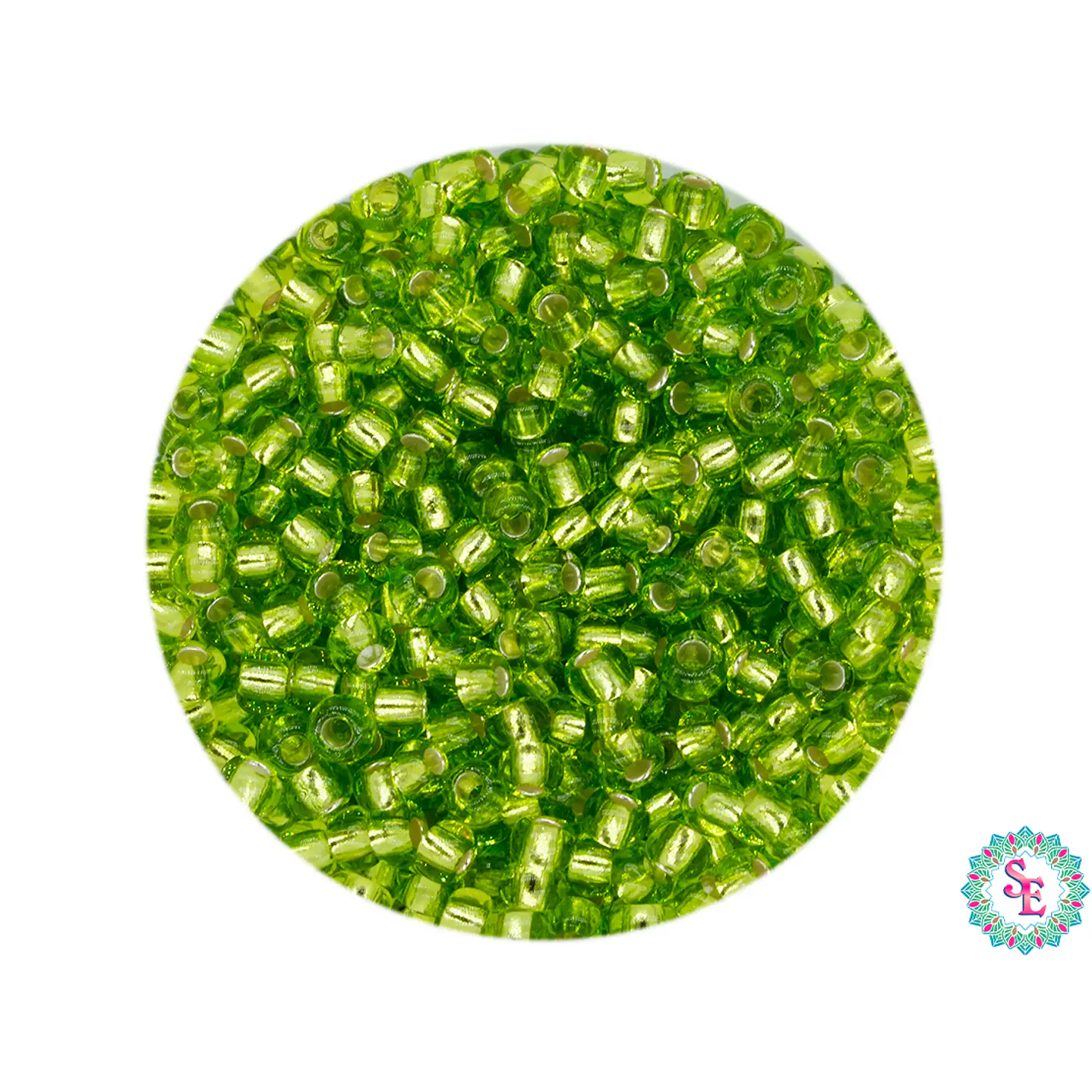 CHAQUIRA CHECA 10/0 (2MM) VERDE LIMON BRILLANTE PAQUETE X 20 GRAMOS (2020 UNIDADES APROX) 1