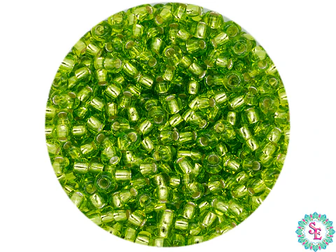 CHAQUIRA CHECA 10/0 (2MM) VERDE LIMON BRILLANTE PAQUETE X 20 GRAMOS (2020 UNIDADES APROX)