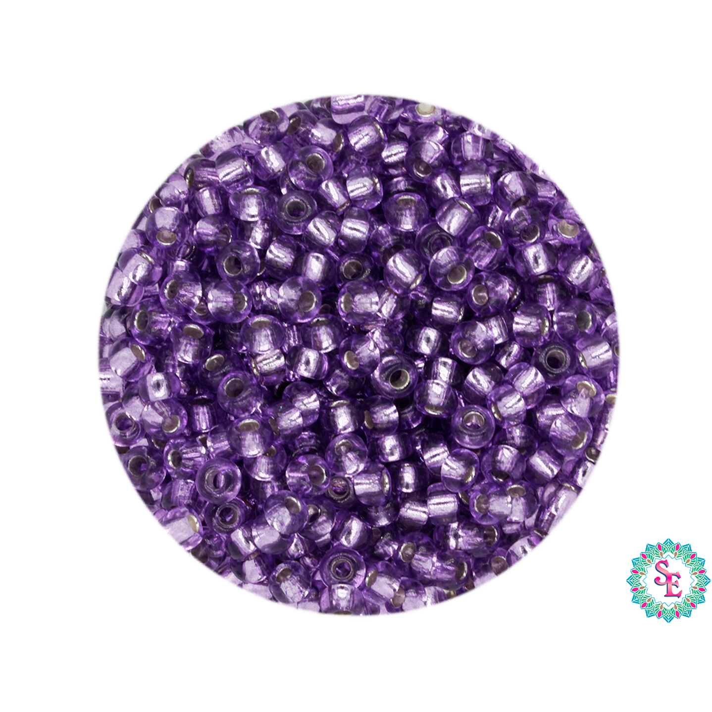 CHAQUIRA CHECA 10/0 (2MM) LILA BRILLANTE PAQUETE X 20 GRAMOS  ( 2020 UNIDADES APROX) 1