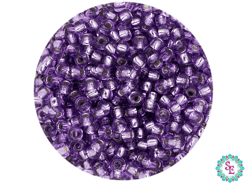 CHAQUIRA CHECA 10/0 (2MM) LILA BRILLANTE PAQUETE X 20 GRAMOS  ( 2020 UNIDADES APROX)