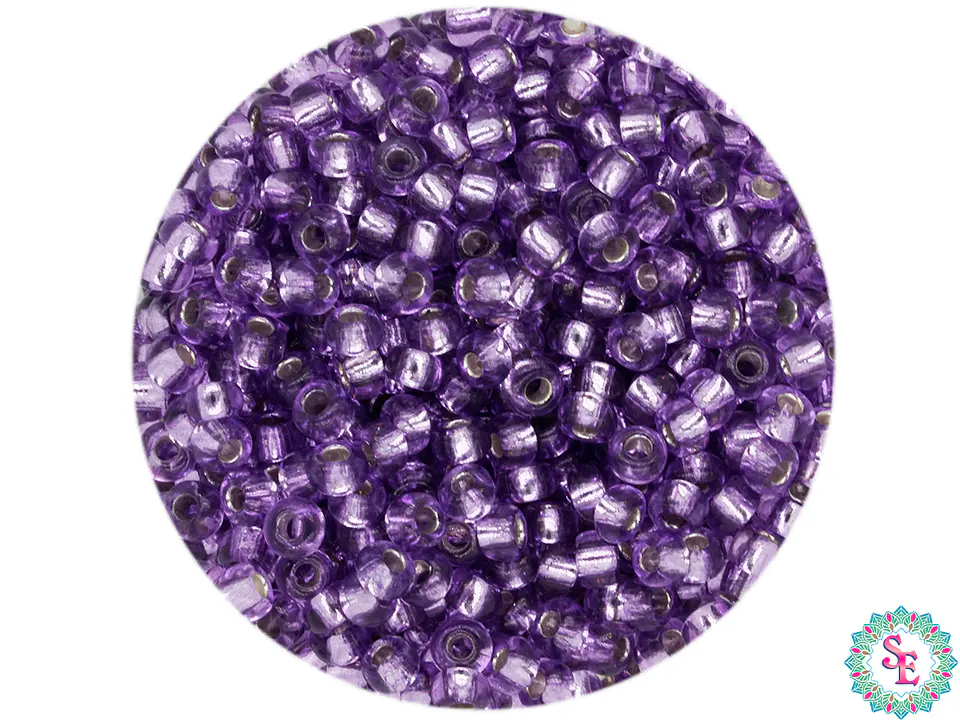CHAQUIRA CHECA 10/0 (2MM) LILA BRILLANTE PAQUETE X 20 GRAMOS  ( 2020 UNIDADES APROX) 1