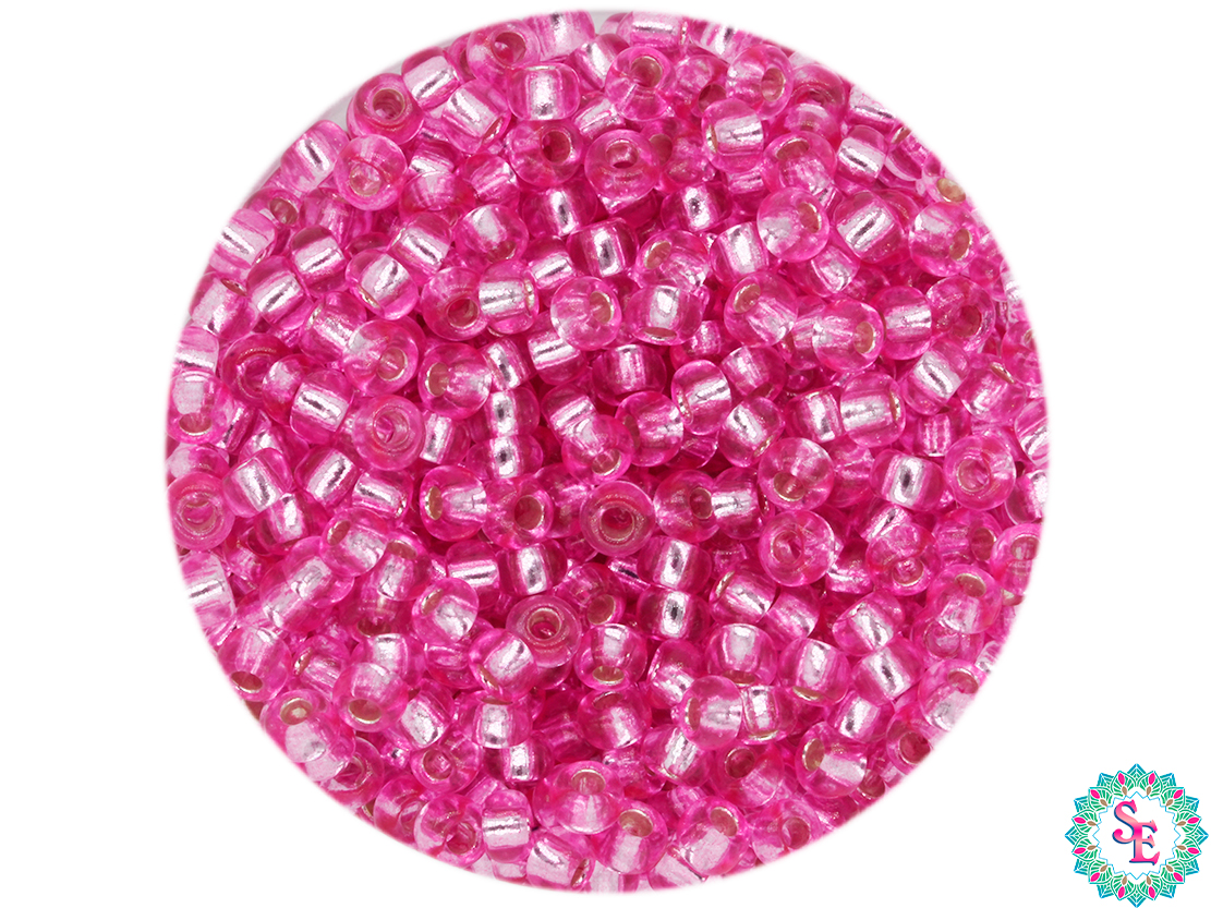 CHAQUIRA CHECA 10/0 FUCSIA BRILLANTE PAQUETE X 20 GRAMOS( 2020 UNIDADES APROX)