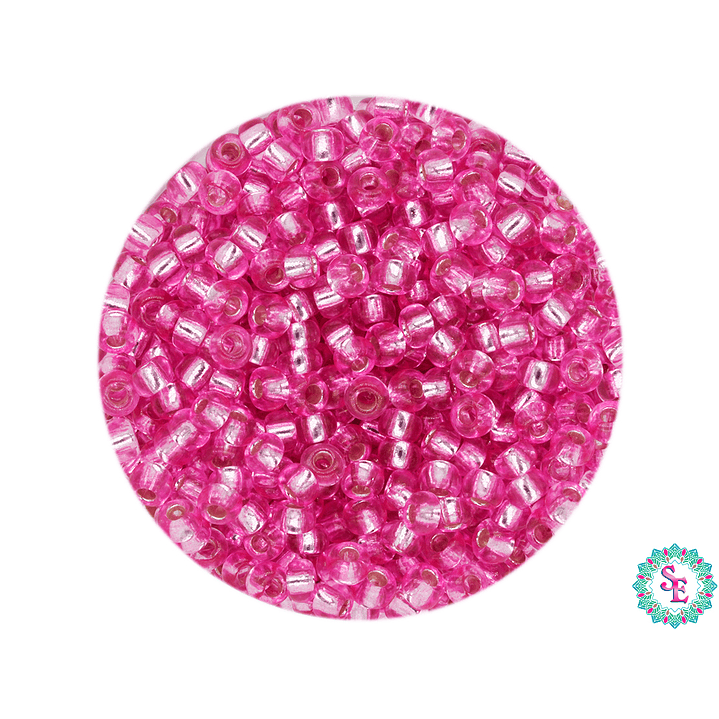 CHAQUIRA CHECA 10/0 (2MM) FUCSIA BRILLANTE PAQUETE X 20 GRAMOS( 2020 UNIDADES APROX) 1