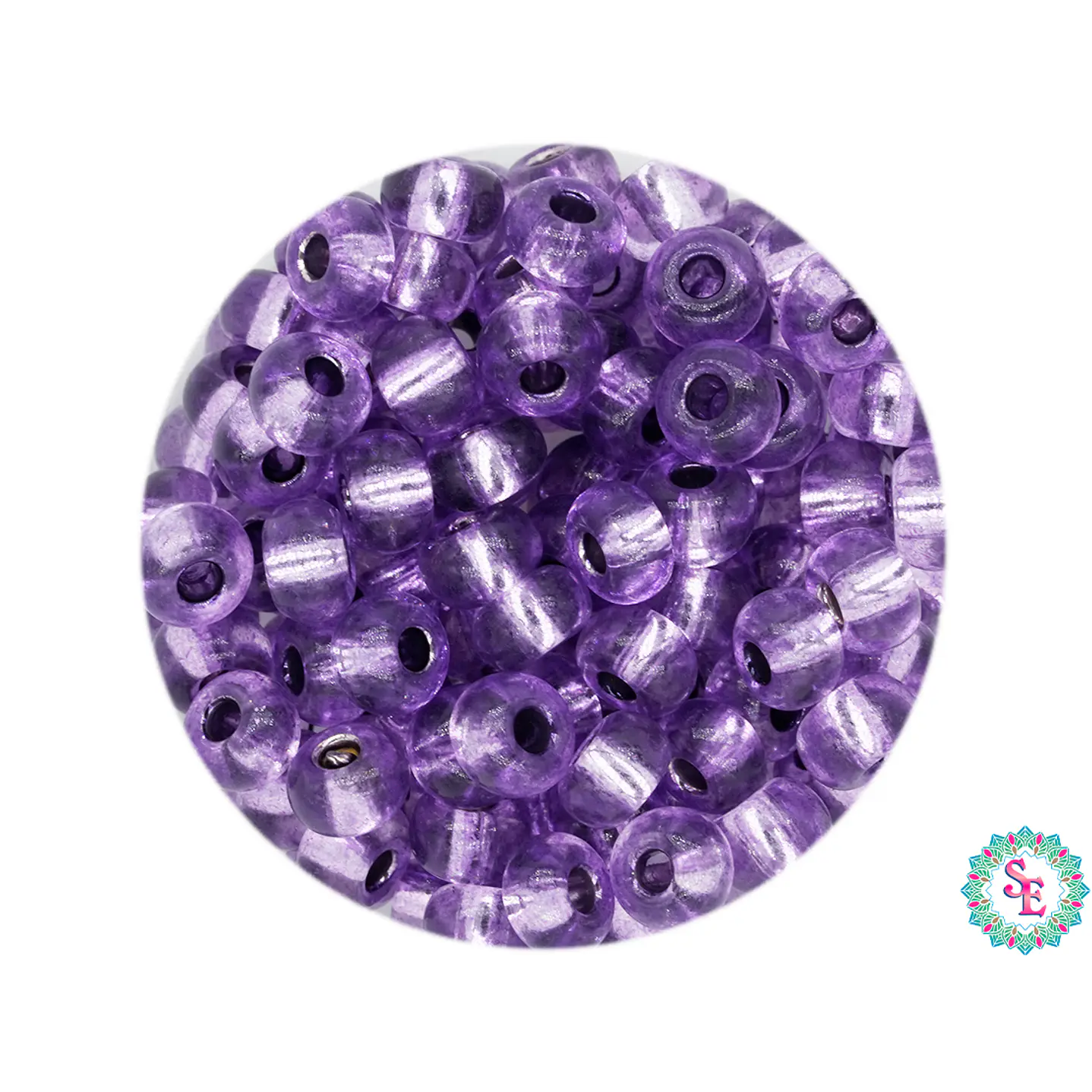 CHAQUIRA CHECA 6/0 LILA BRILLANTE PAQUETE X 20 GRAMOS ( 296 UNIDADES APROX) 1