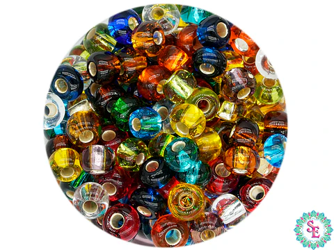 CHAQUIRA CHECA 6/0 MIX BRILLANTE TRANSPARENTE PAQUETE X 20 GRAMOS (296 UNIDADES APROX