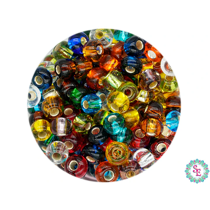 CHAQUIRA CHECA 6/0 MIX BRILLANTE TRANSPARENTE PAQUETE X 20 GRAMOS (296 UNIDADES APROX 1