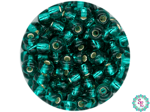 CHAQUIRA CHECA 6/0 (4MM) VERDE ZIRCON BRILLANTE X 20 GRAMOS (296 UND APROX)