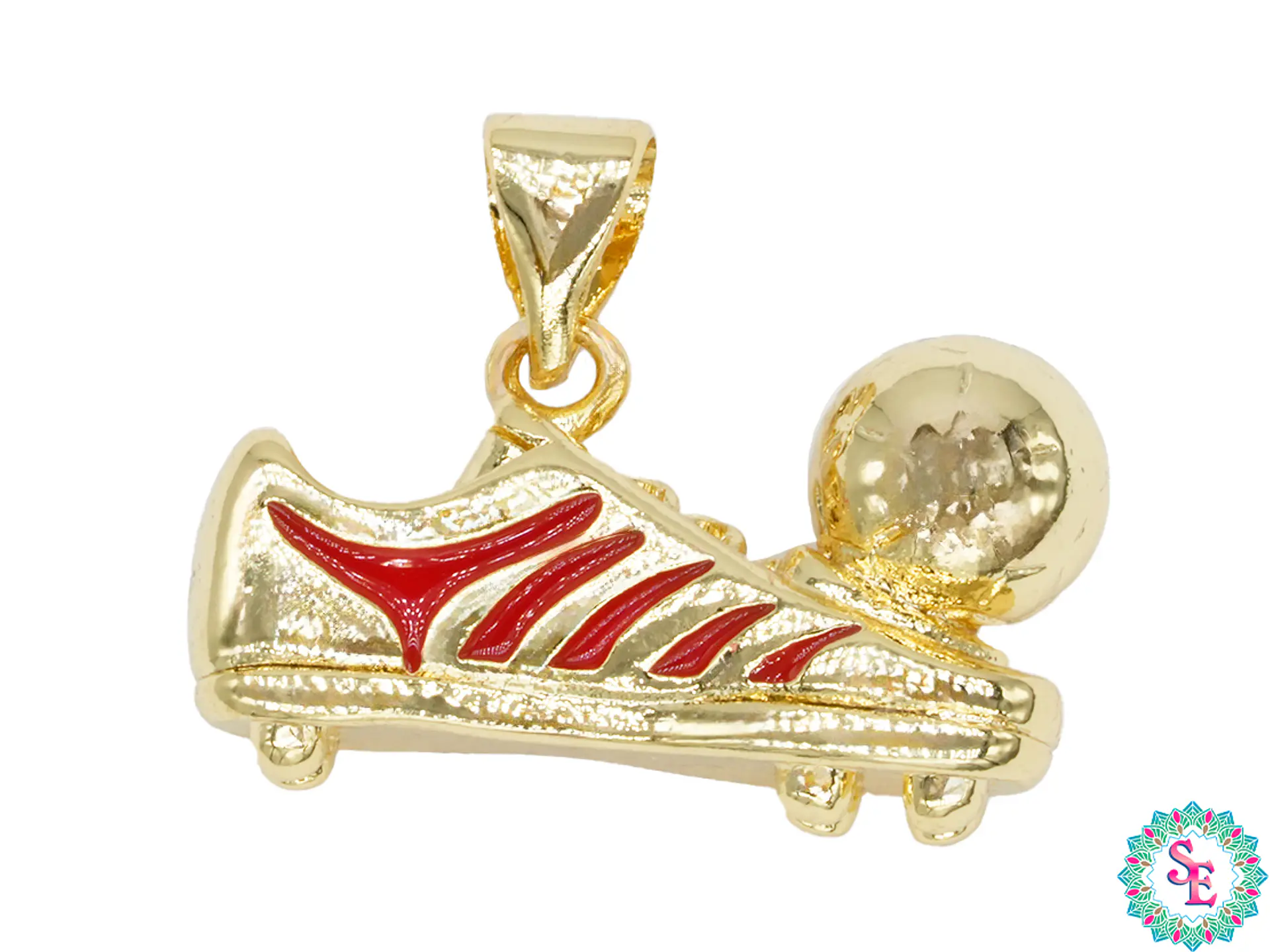 RODIO DORADO DIJE GUAYO ROJO 15MM  1