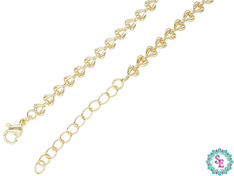 RODIO DORADO CADENA CORAZONES PARA COLLAR  1.5*4MM*45CM 