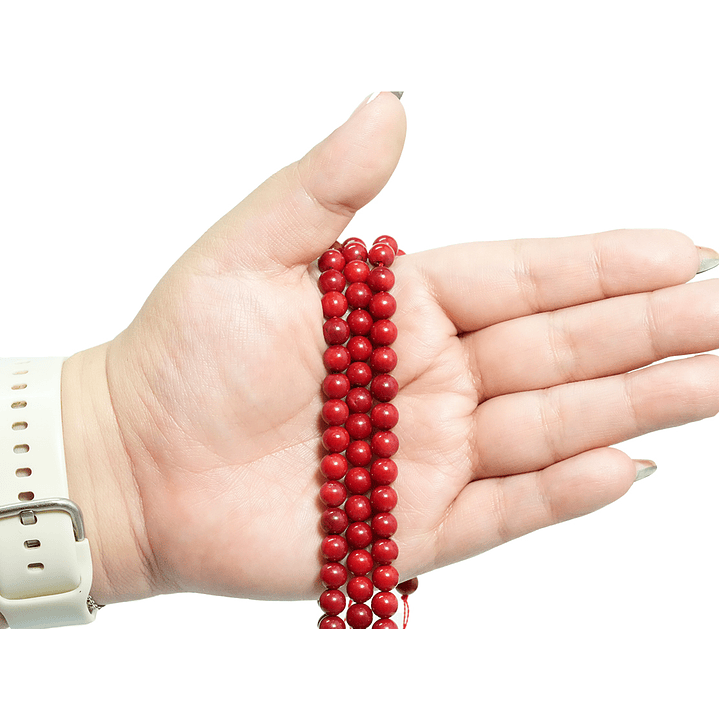 PIEDRA NATURAL LISA CORAL # 6MM 2