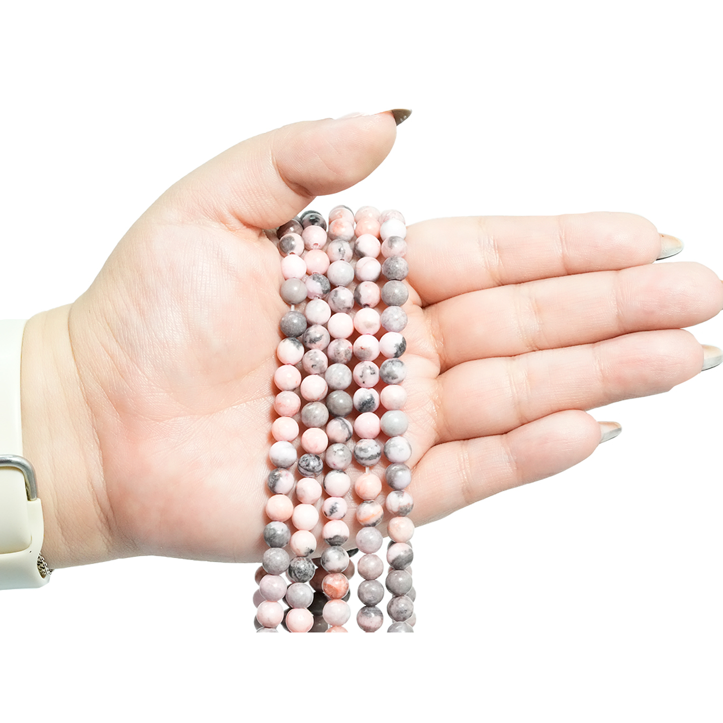 PIEDRA NATURAL LISA # 6MM JASPER ROSADO ZEBRA  2