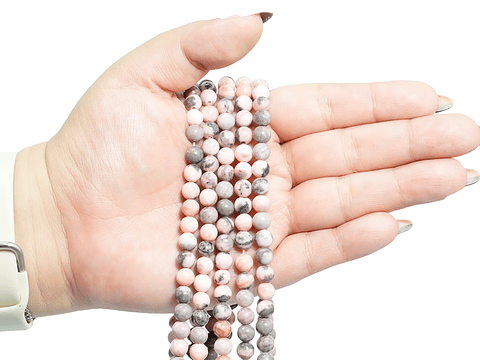 PIEDRA NATURAL LISA # 6MM JASPER ROSADO ZEBRA 