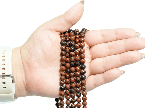 PIEDRA NATURAL LISA MAHOGANY OBSIDIANA # 6MM