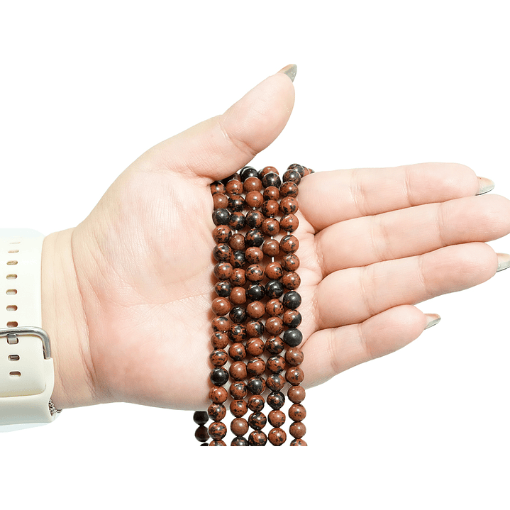 PIEDRA NATURAL LISA MAHOGANY OBSIDIANA # 6MM 2