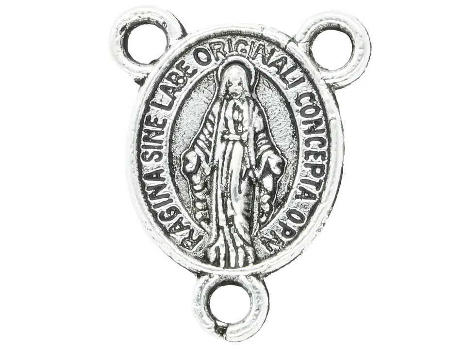 SAMAK PLATEADA CENTRO CRUCERO VIRGEN MILAGROS 15MM PAQUETE POR 23 UNIDADES  1
