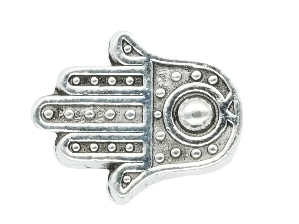SAMAK PLATEADA CENTRO 52 MANO HAMSA MEDIANA 10MM PAQUETE POR 19 UNIDADES APROX 1