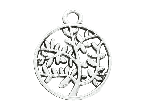 SAMAK PLATEADA DIJE 24 CIRCULO ARBOL 15MM 