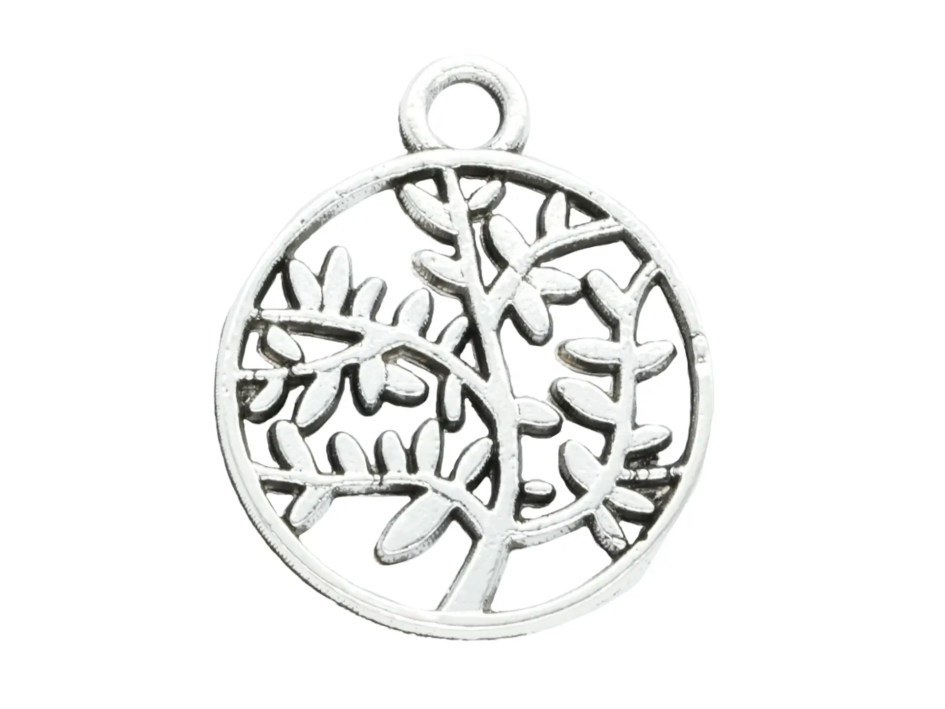 SAMAK PLATEADA DIJE 24 CIRCULO ARBOL 15MM PAQUETE POR 20 UNIDADES APROXIMADAMENTE 1